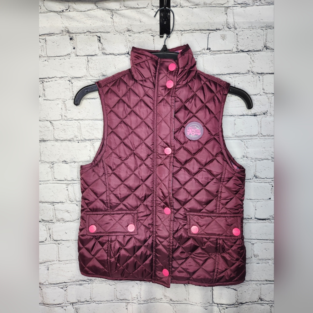 Land Rover‎ Girls Junior Quilted Puffer Burgundy Vest Size 7/8